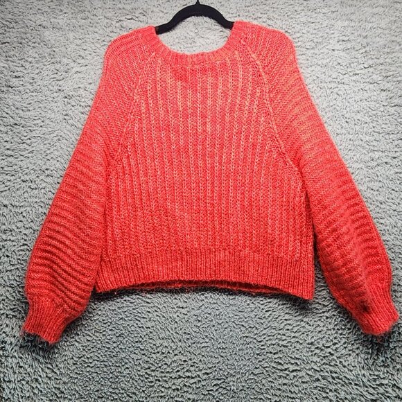 Free People Sweater Womens Small Red Knit Carter Oversized Boho - Picture 9 of 10